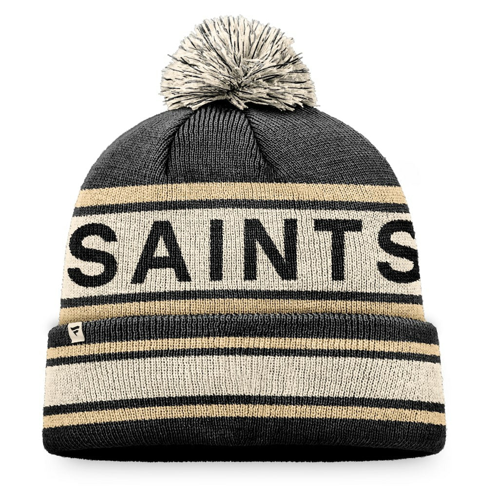 New Orleans Saints Heritage Cuffed Knit Hat with Pom - Black Hats