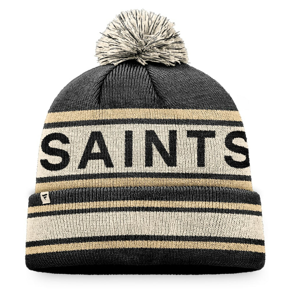 New Orleans Saints Heritage Cuffed Knit Hat with Pom - Black Hats