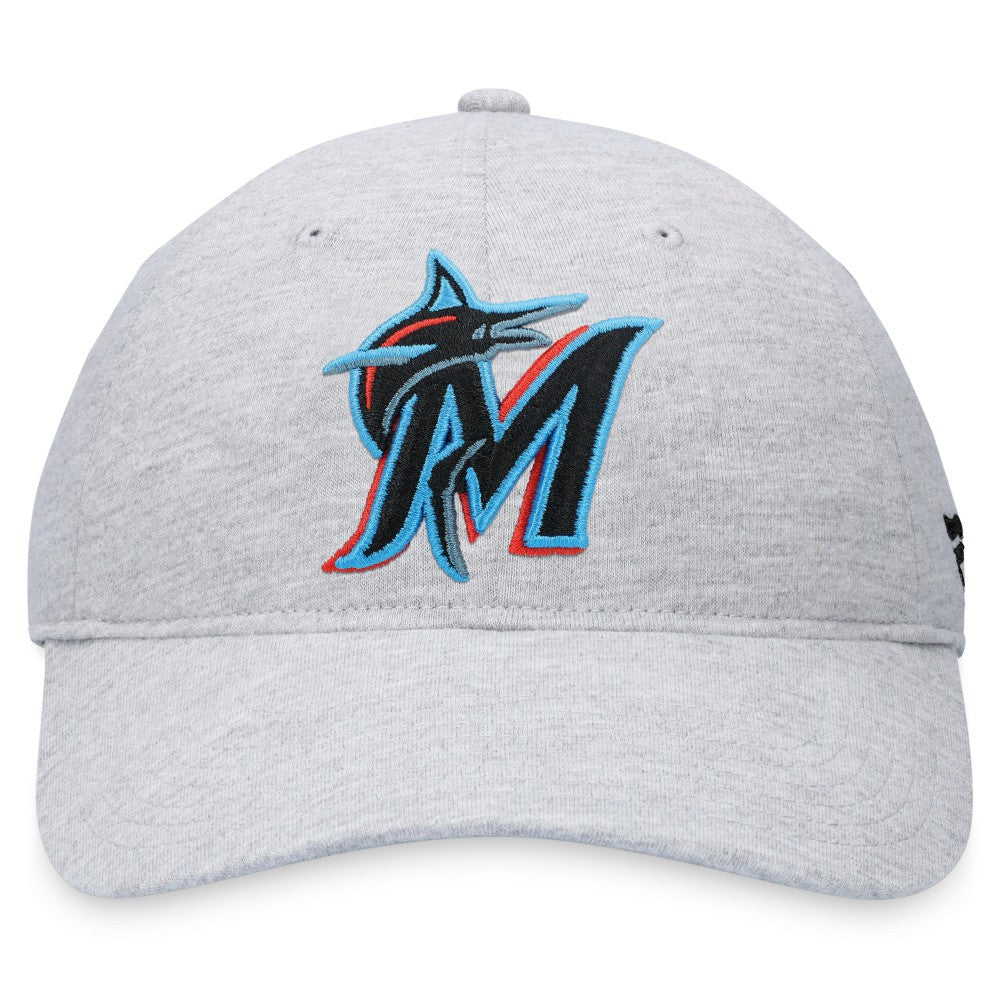 Miami Marlins Fanatics Logo Adjustable Hat - Heather Gray Hats