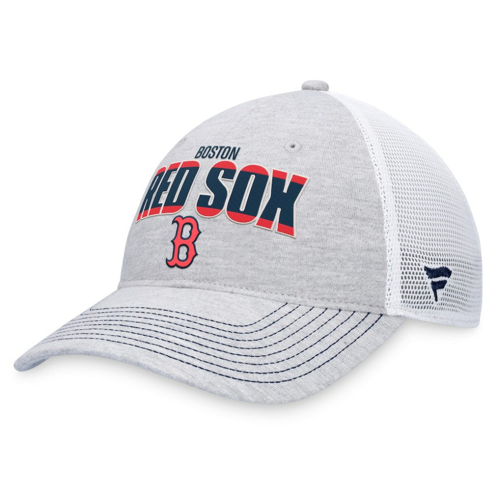 Boston Red Sox Fanatics Logo Trucker Adjustable Hat - Heather Gray/White Hats