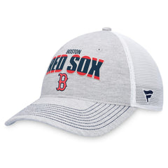 Boston Red Sox Fanatics Logo Trucker Adjustable Hat - Heather Gray/White Hats