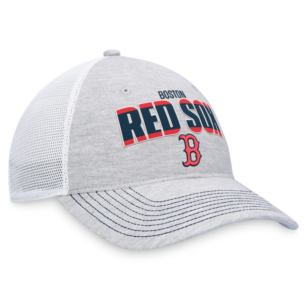 Boston Red Sox Fanatics Logo Trucker Adjustable Hat - Heather Gray/White Hats