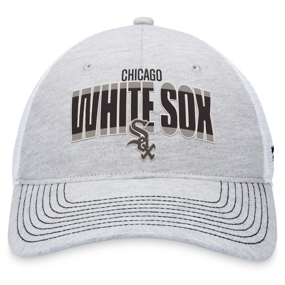 Chicago White Sox Fanatics Logo Trucker Adjustable Hat - Heather Gray/White Hats