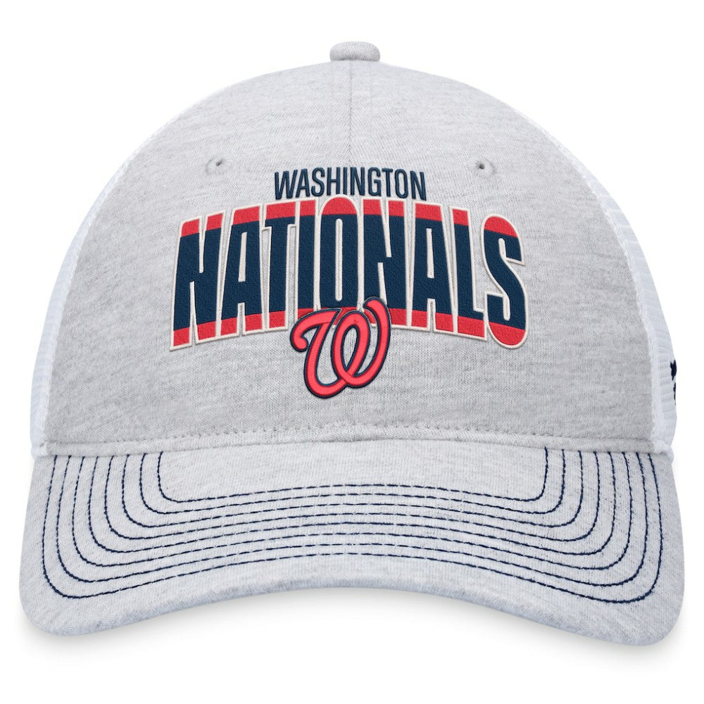Washington Nationals Fanatics Logo Trucker Adjustable Hat - Heather Gray/White Hats