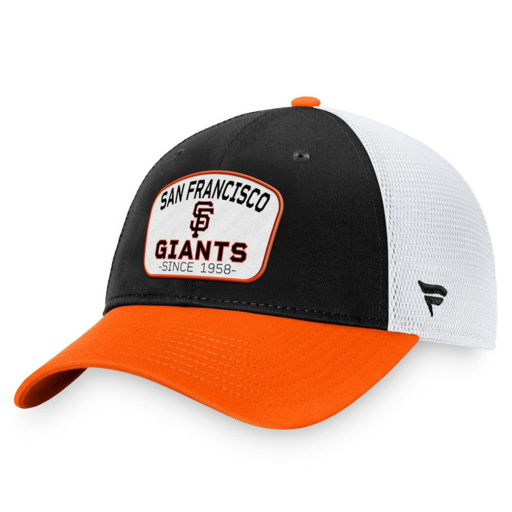 San Francisco Giants Fanatics Two-Tone Patch Trucker Adjustable Hat - Black/Orange Hats