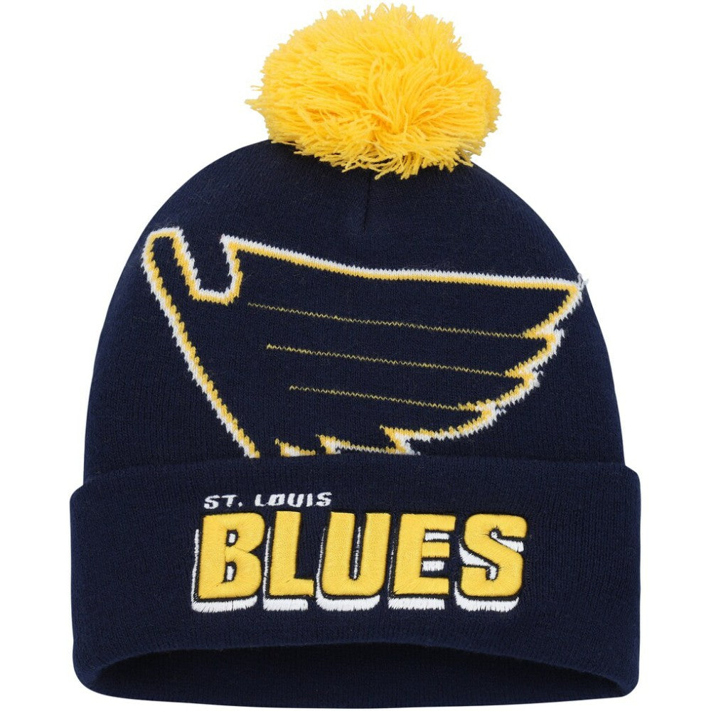 St. Louis Blues Mitchell & Ness Punch Out Cuffed Knit Hat with Pom - Blue | US 200002081