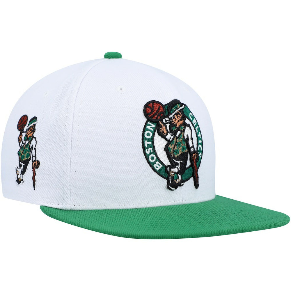 Boston Celtics Side Core 2.0 Snapback Hat White/Green - Mitchell & Ness