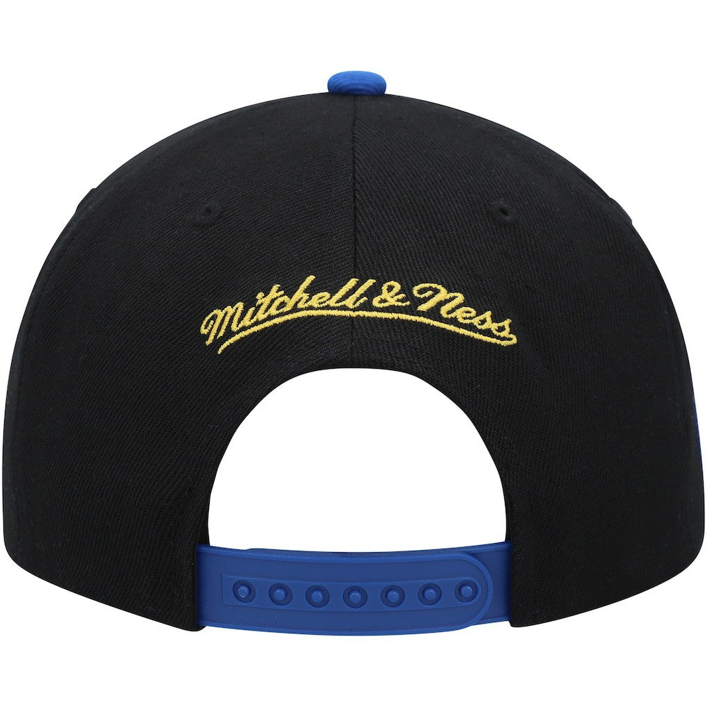 Golden State Warriors Side Core 2.0 Snapback Hat Black/Royal - Mitchell & Ness