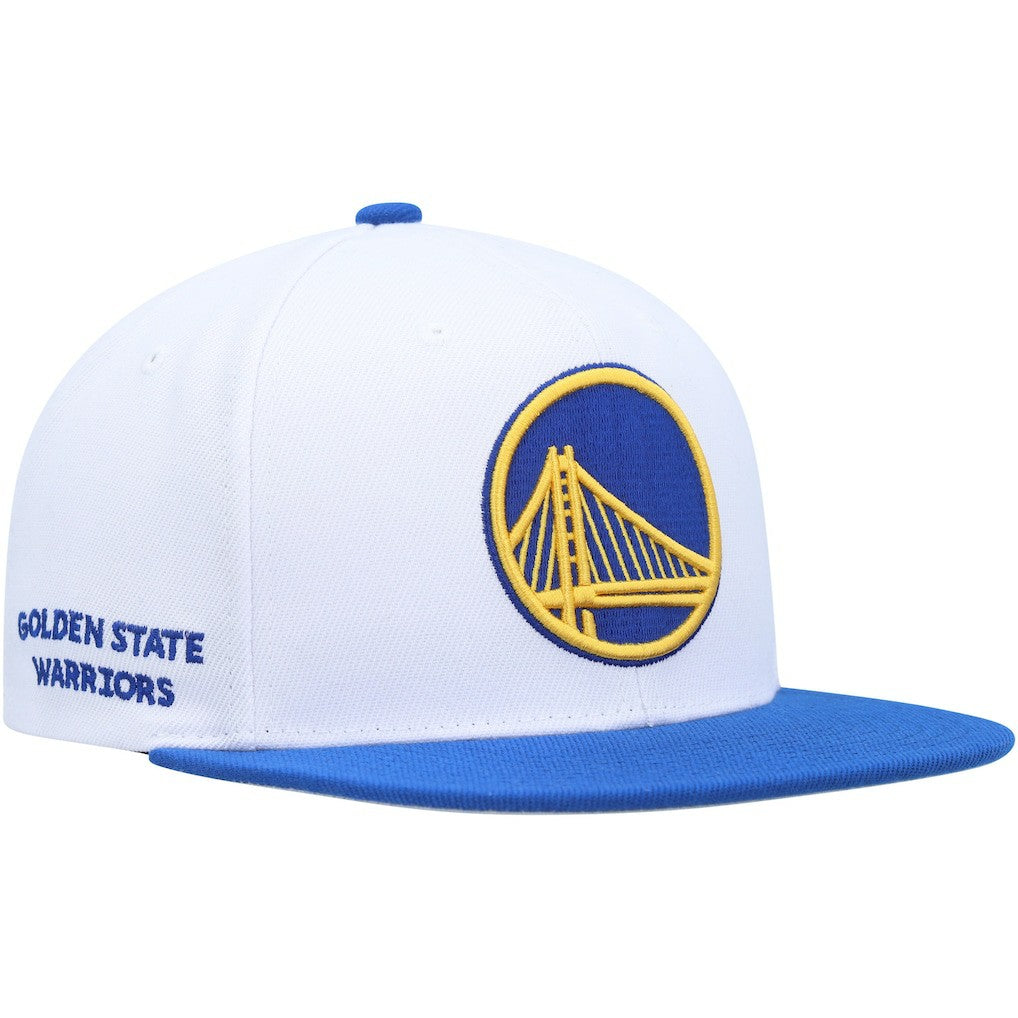 Golden State Warriors Side Core 2.0 Snapback Hat White/Royal - Mitchell & Ness