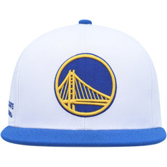 Golden State Warriors Side Core 2.0 Snapback Hat White/Royal - Mitchell & Ness