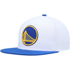 Golden State Warriors Side Core 2.0 Snapback Hat White/Royal - Mitchell & Ness