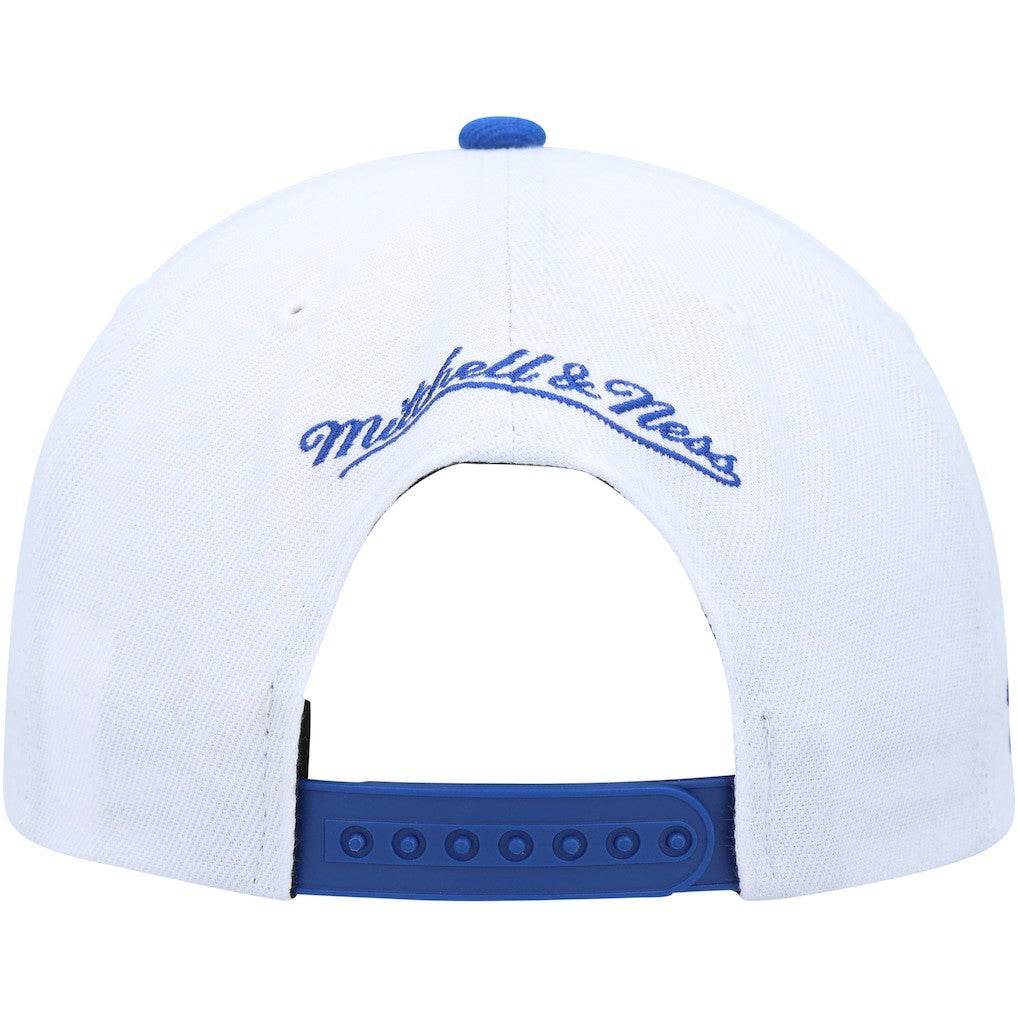 Golden State Warriors Side Core 2.0 Snapback Hat White/Royal - Mitchell & Ness