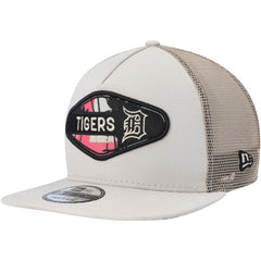 Detroit Tigers New Era Retro Beachin' Patch A-Frame Trucker 9FIFTY Snapback Hat - Natural Hats