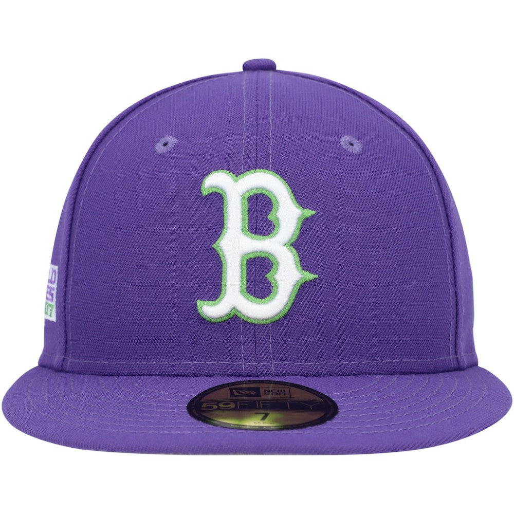Boston Red Sox New Era Lime Side Patch 59FIFTY Fitted Hat - Purple Hats