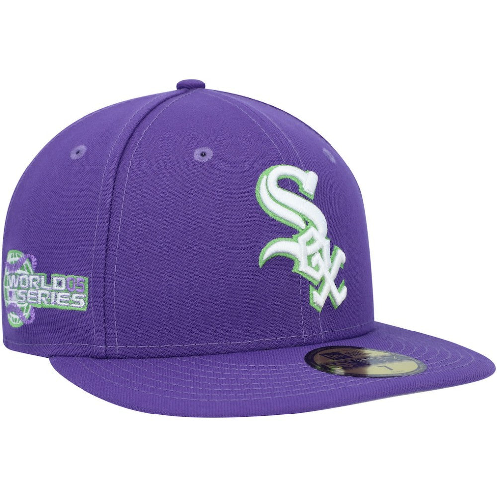 Chicago White Sox New Era Lime Side Patch 59FIFTY Fitted Hat - Purple Hats