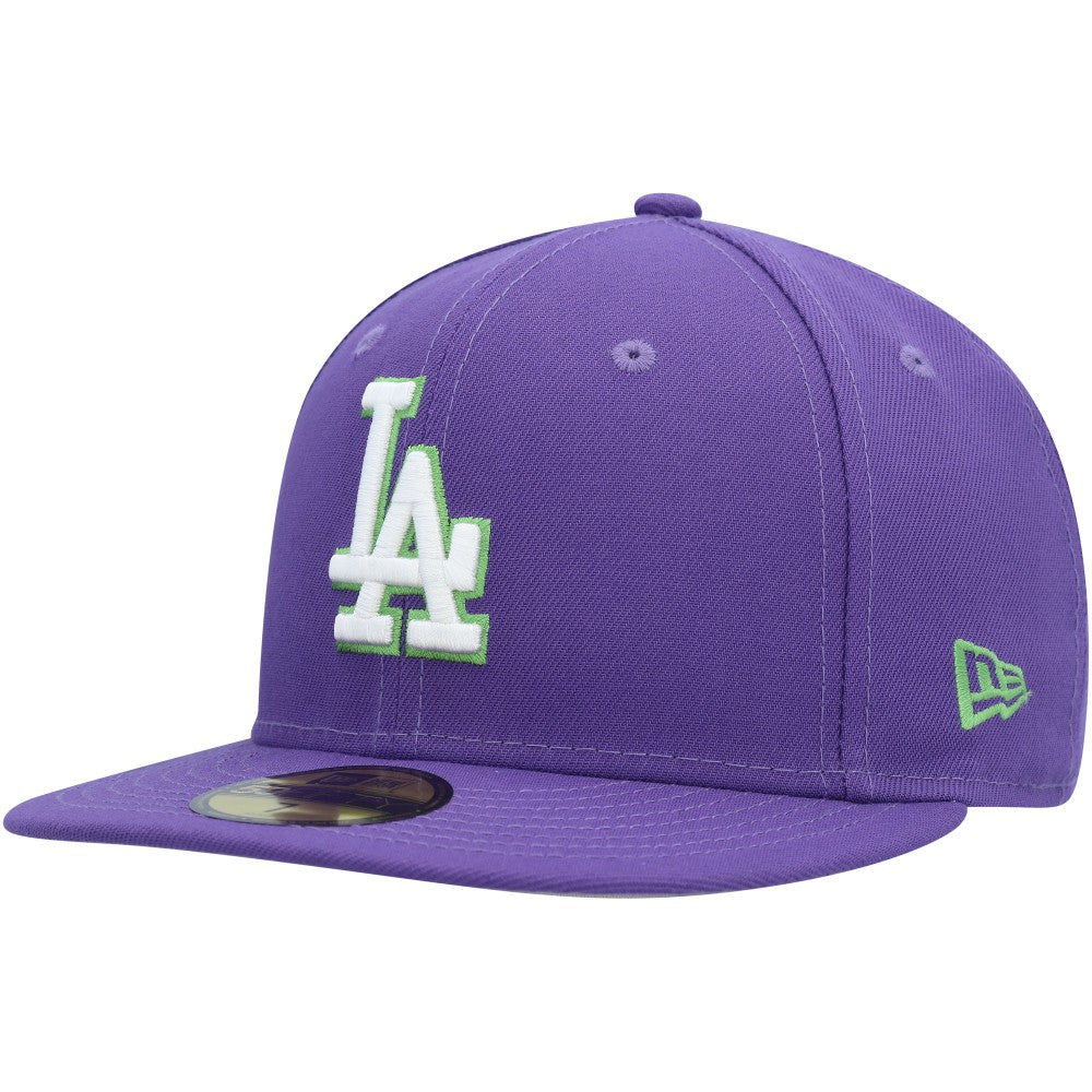 Los Angeles Dodgers New Era Lime Side Patch 59FIFTY Fitted Hat - Purple Hats