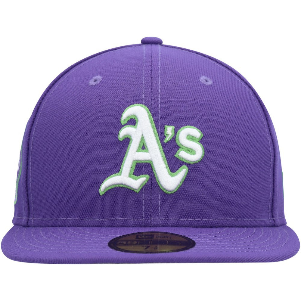 Athletics New Era Lime Side Patch 59FIFTY Fitted Hat - Purple Hats