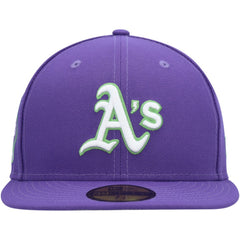 Athletics New Era Lime Side Patch 59FIFTY Fitted Hat - Purple Hats