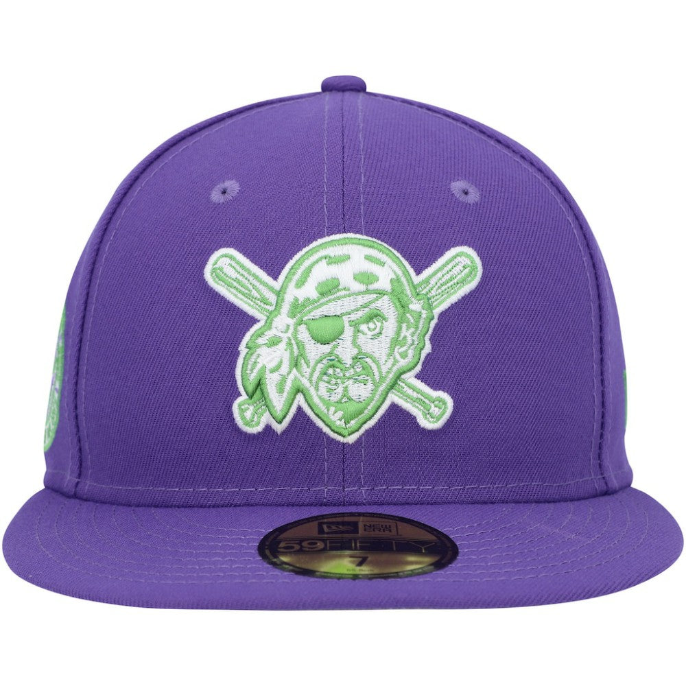 Pittsburgh Pirates New Era Lime Side Patch 59FIFTY Fitted Hat - Purple Hats