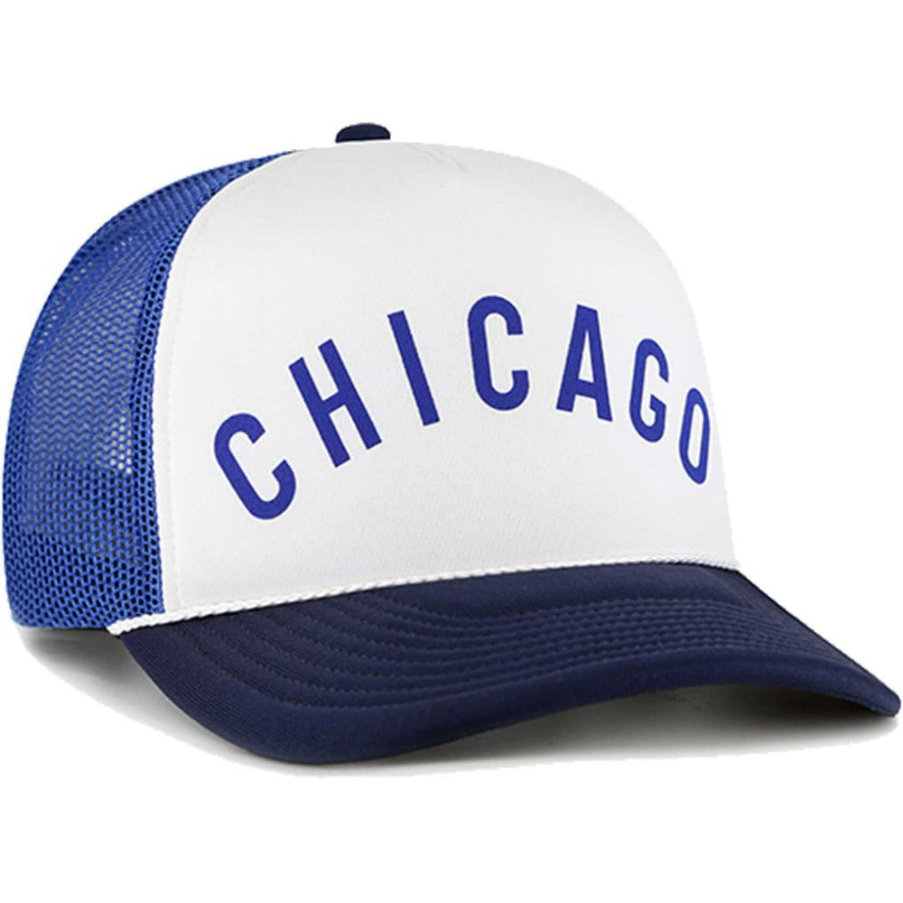 Chicago Cubs '47 Foam Front Script Trucker Snapback Hat - White Hats