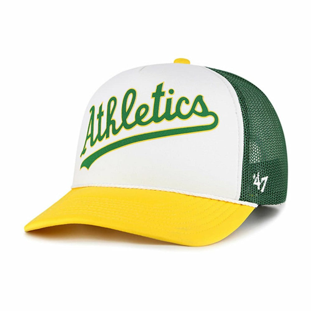 Athletics '47 Foam Front Script Trucker Snapback Hat - White Hats