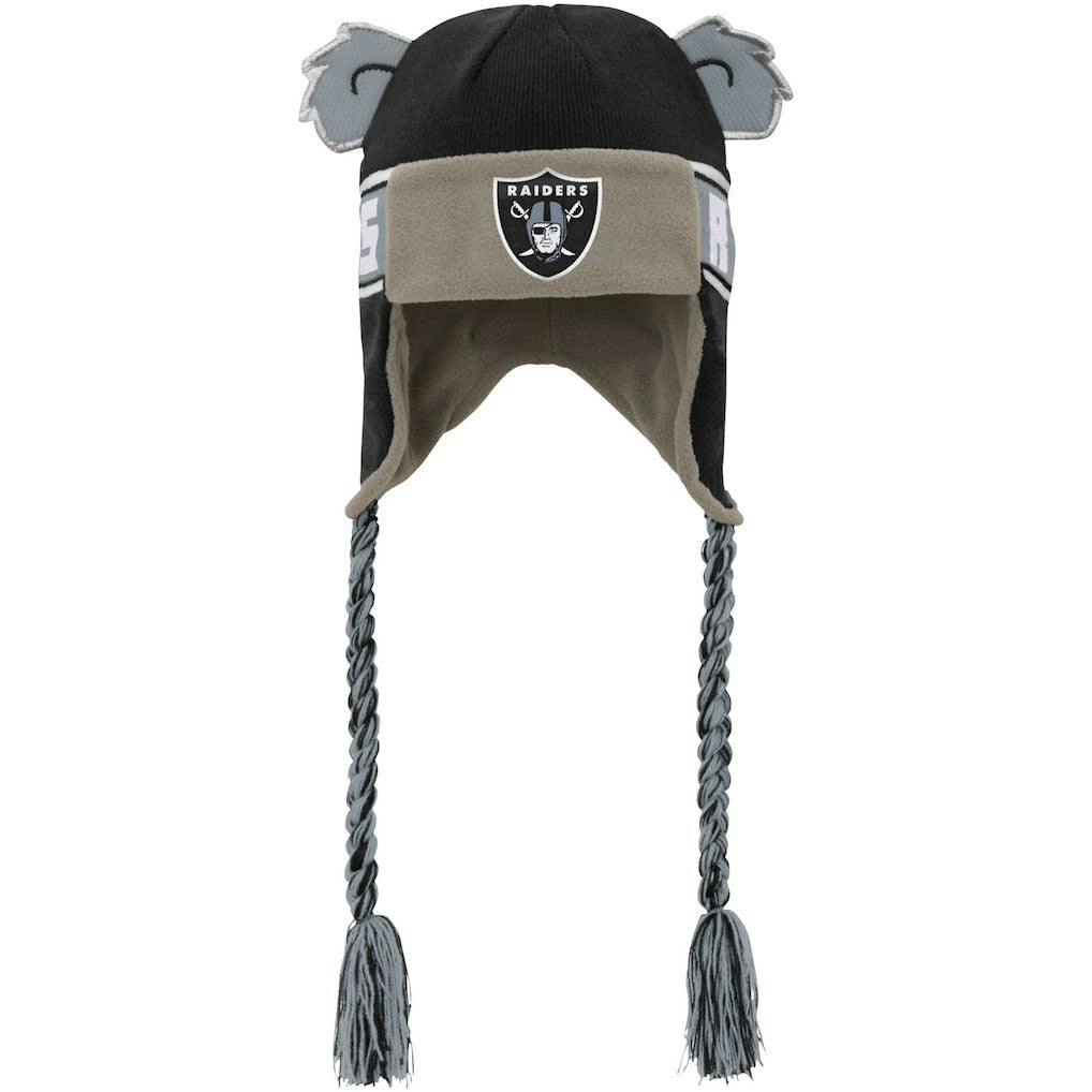 Las Vegas Raiders Youth Wordmark Ears Trooper Knit Hat - Black Hats