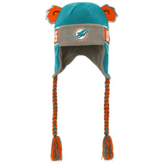 Miami Dolphins Youth Wordmark Ears Trooper Knit Hat - Aqua Hats