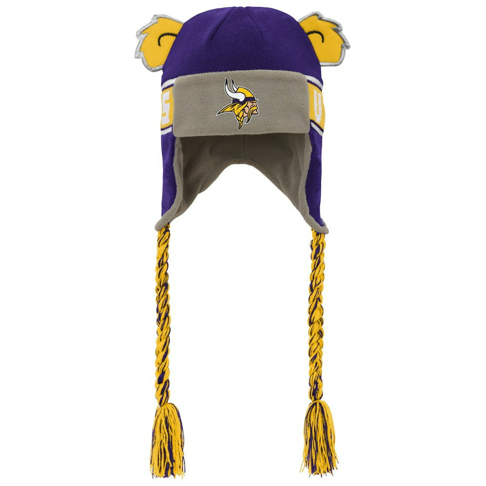 Minnesota Vikings Youth Wordmark Ears Trooper Knit Hat - Purple Hats
