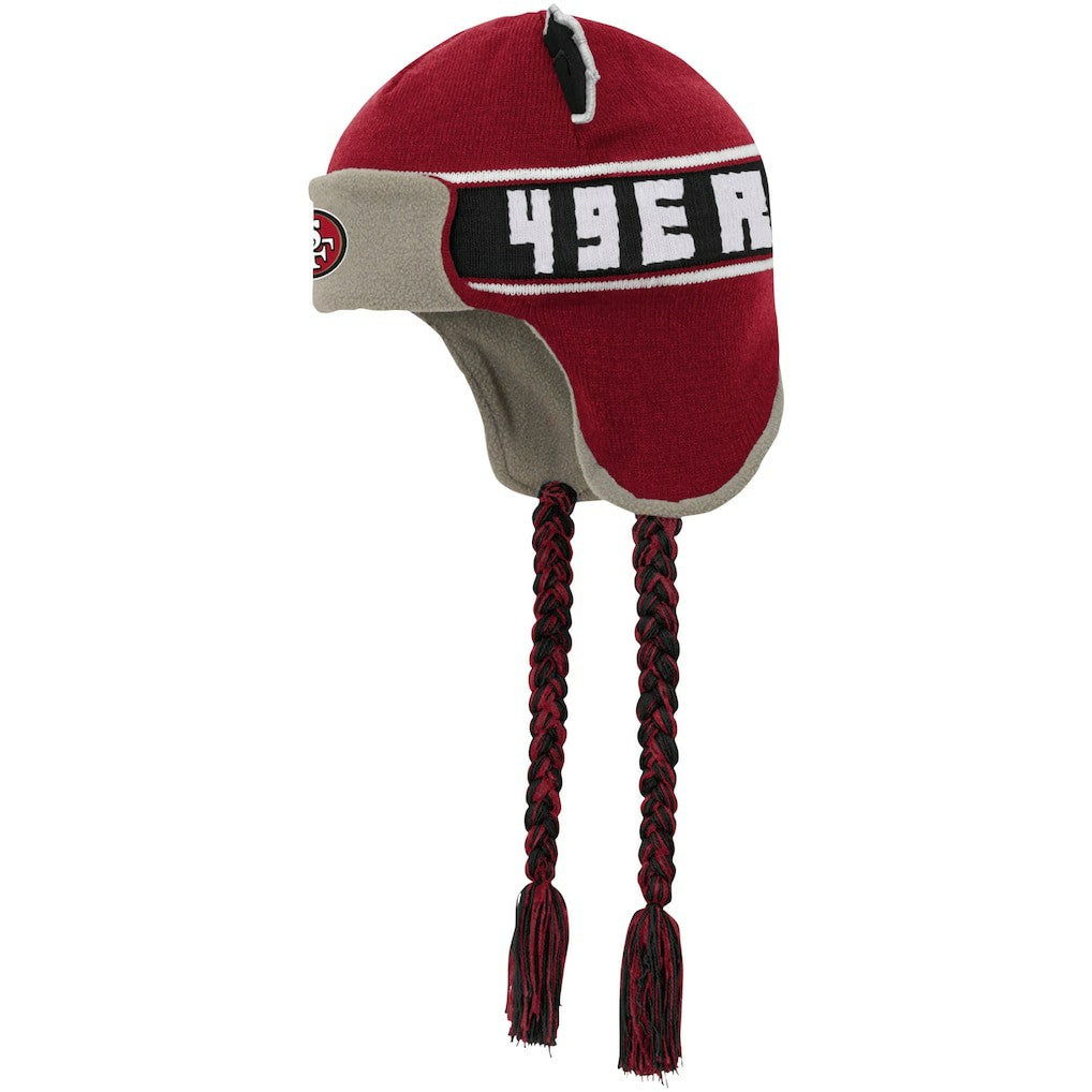 San Francisco 49ers Youth Wordmark Ears Trooper Knit Hat - Scarlet Hats