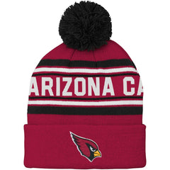 Arizona Cardinals Youth Jacquard Cuffed Knit Hat with Pom - Cardinal Hats