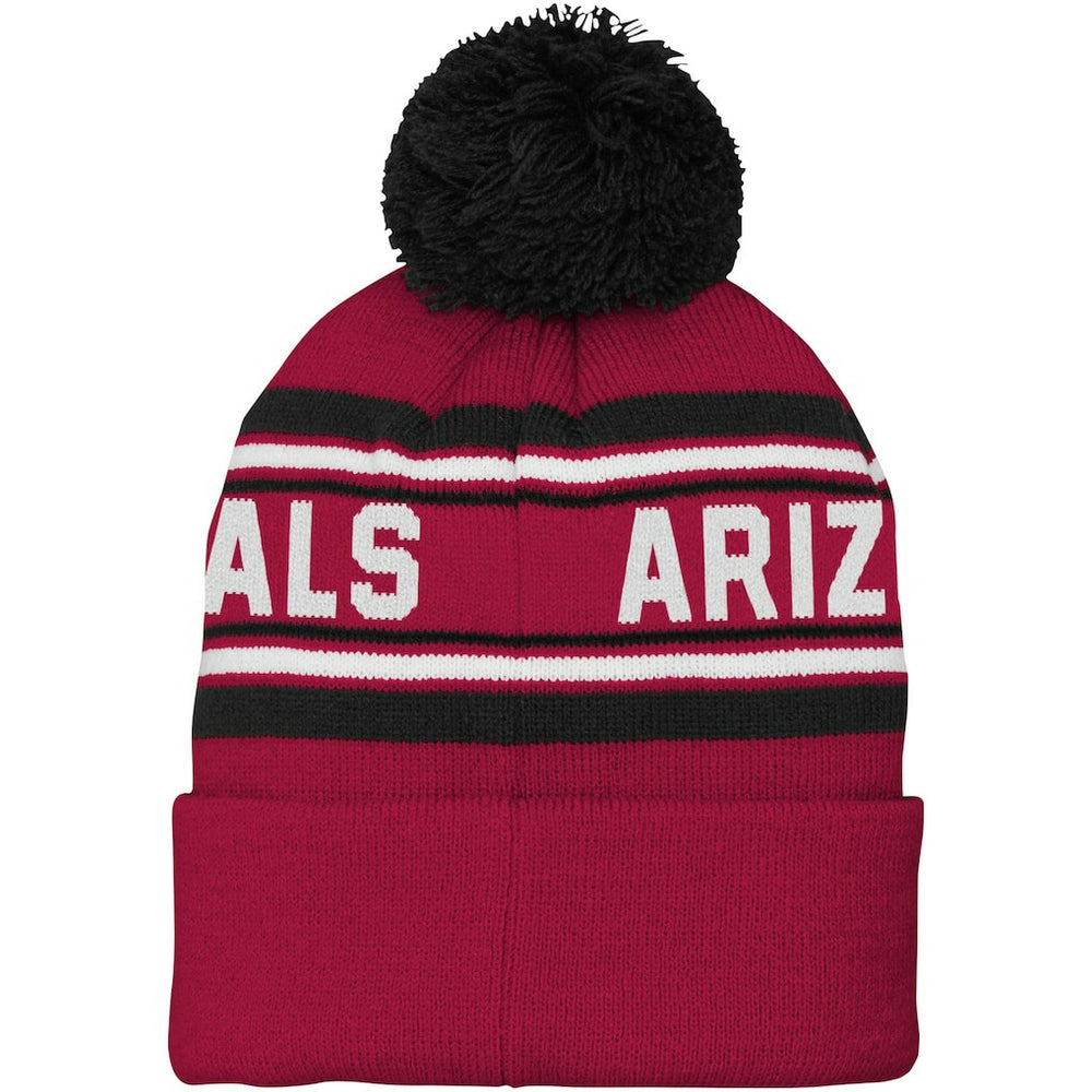 Arizona Cardinals Youth Jacquard Cuffed Knit Hat with Pom - Cardinal Hats