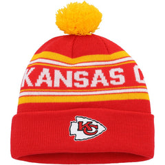 Kansas City Chiefs Youth Jacquard Cuffed Knit Hat with Pom - Red Hats
