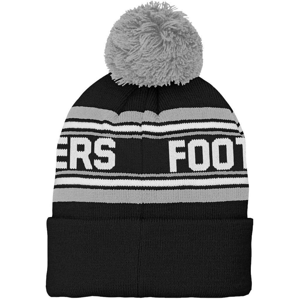 Las Vegas Raiders Youth Jacquard Cuffed Knit Hat with Pom - Black Hats