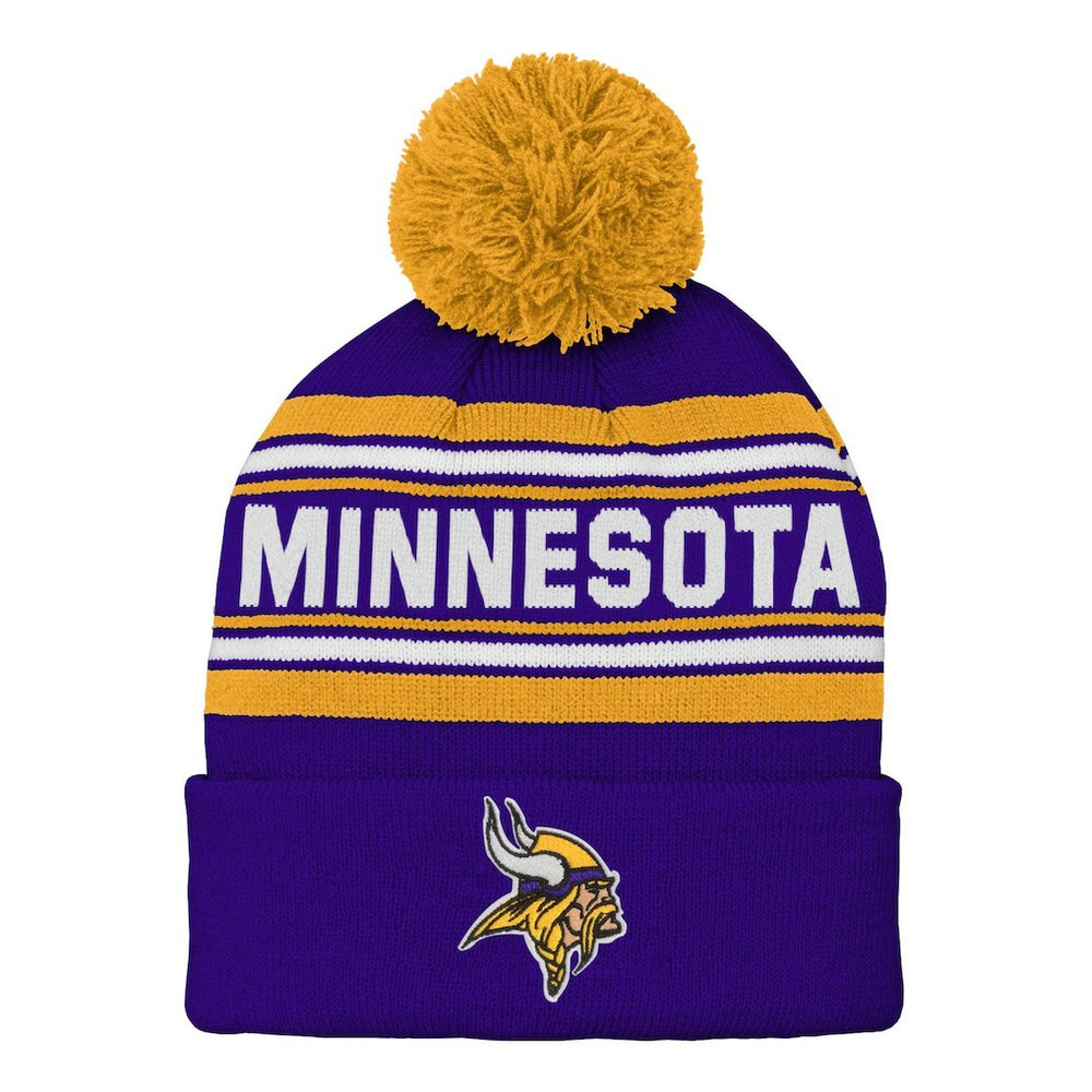 Minnesota Vikings Youth Jacquard Cuffed Knit Hat with Pom - Purple Hats