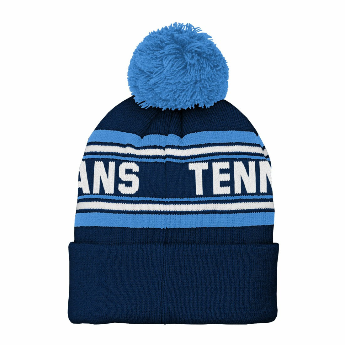 Tennessee Titans Youth Jacquard Cuffed Knit Hat with Pom - Navy Hats