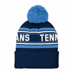 Tennessee Titans Youth Jacquard Cuffed Knit Hat with Pom - Navy Hats