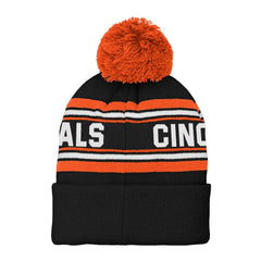 Cincinnati Bengals Preschool Jacquard Cuffed Knit Hat with Pom - Black Hats