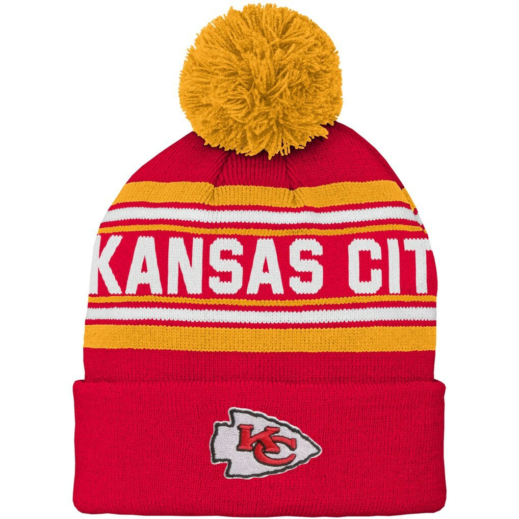 Kansas City Chiefs Preschool Jacquard Cuffed Knit Hat with Pom - Red Hats