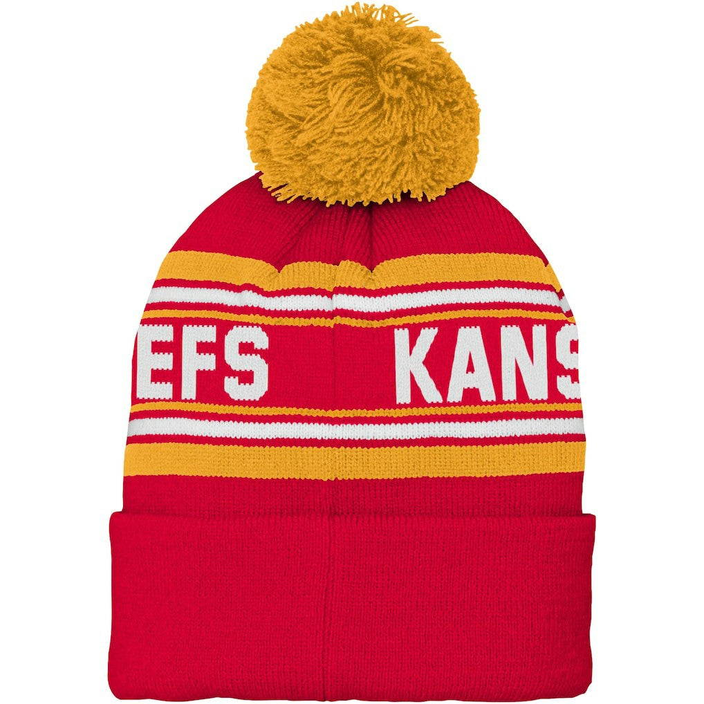 Kansas City Chiefs Preschool Jacquard Cuffed Knit Hat with Pom - Red Hats