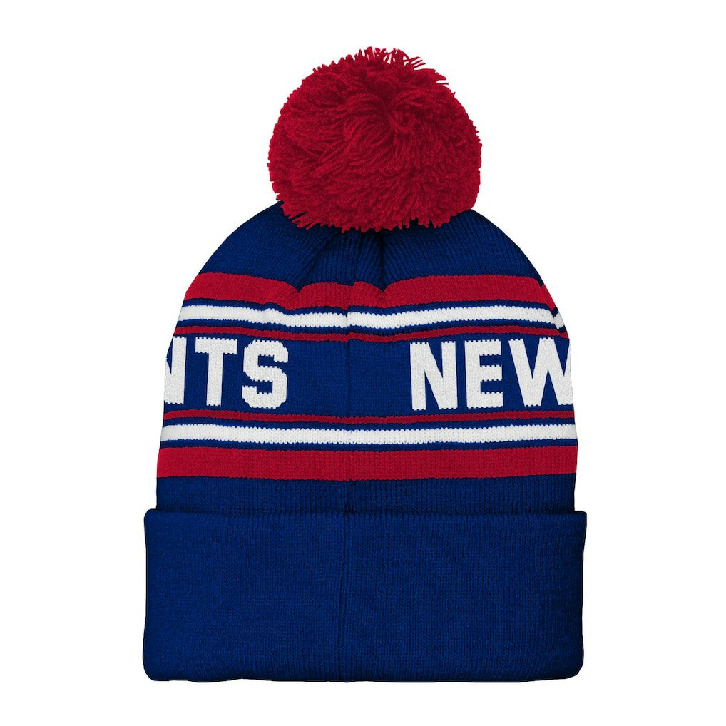 New York Giants Preschool Jacquard Cuffed Knit Hat with Pom - Royal Hats