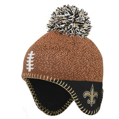 New Orleans Saints Preschool Football Head Knit Hat with Pom - Brown Hats