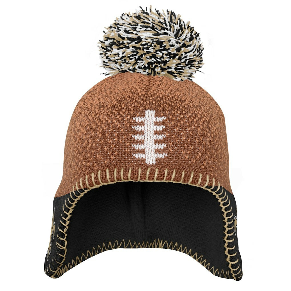 New Orleans Saints Preschool Football Head Knit Hat with Pom - Brown Hats