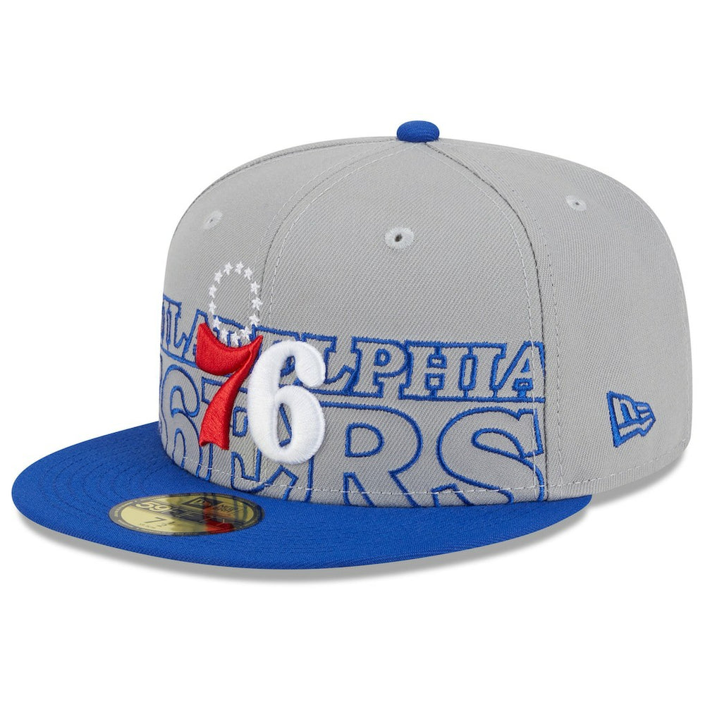 Philadelphia 76ers 2023 NBA Draft Two-Tone 59FIFTY Fitted Hat Gray/Royal - New Era