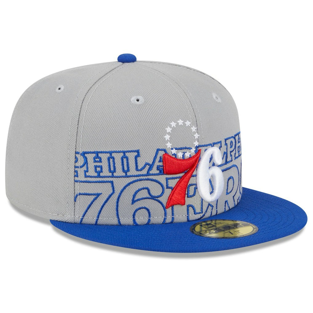 Philadelphia 76ers 2023 NBA Draft Two-Tone 59FIFTY Fitted Hat Gray/Royal - New Era