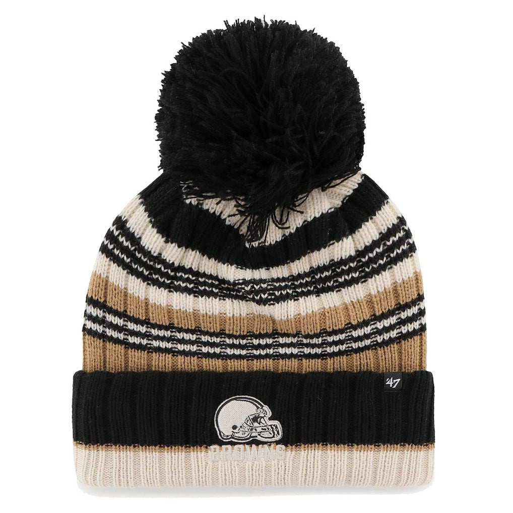 Cleveland Browns '47 Women's Barista Cuffed Knit Hat with Pom - Natural Hats