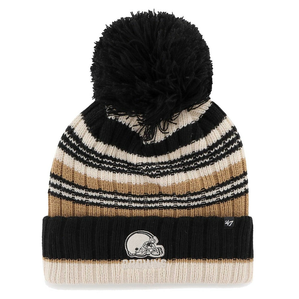 Cleveland Browns '47 Women's Barista Cuffed Knit Hat with Pom - Natural Hats