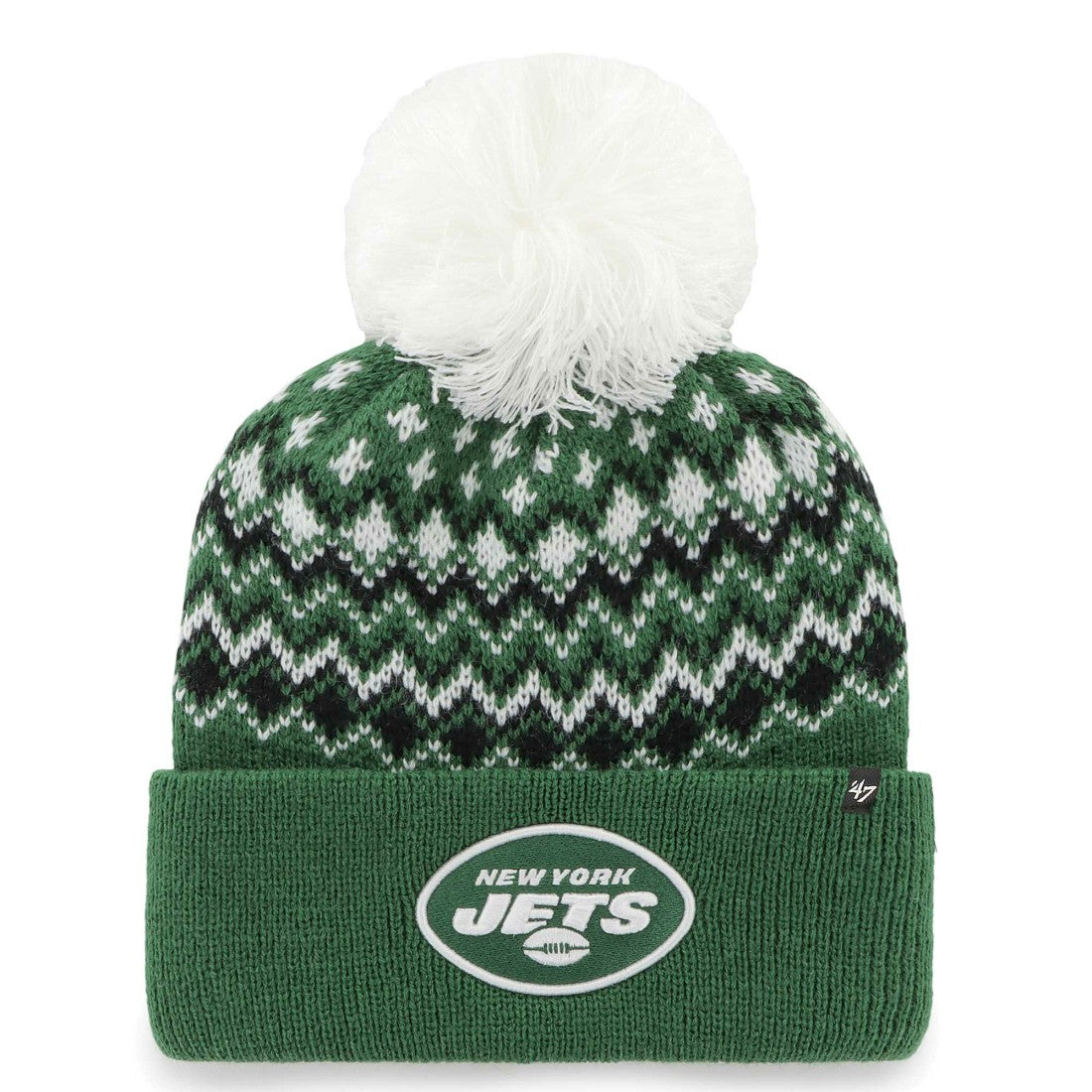 New York Jets '47 Women's Elsa Cuffed Knit Hat with Pom - Green Hats