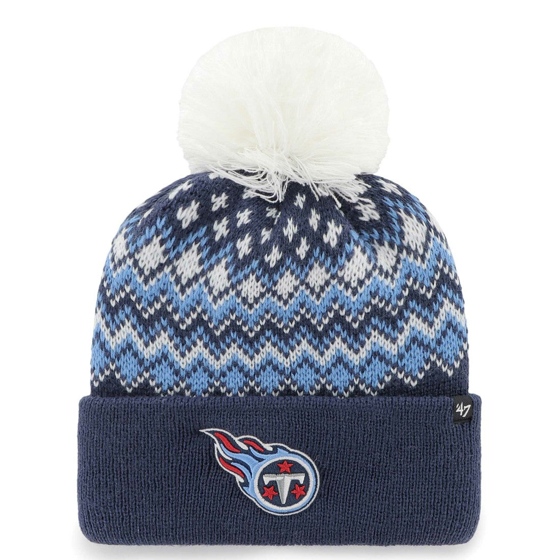 Tennessee Titans '47 Women's Elsa Cuffed Knit Hat with Pom - Navy Hats