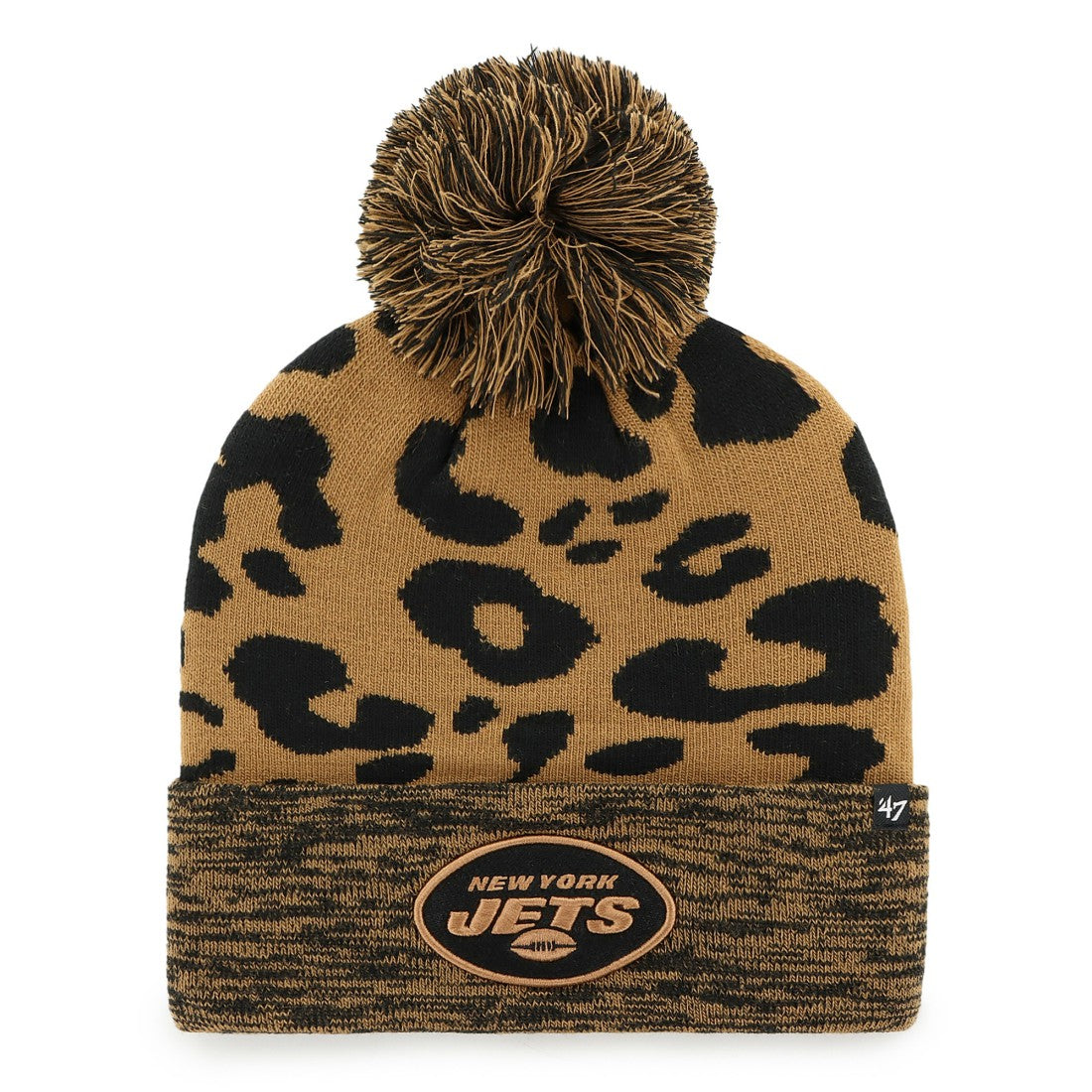 New York Jets '47 Women's Rosette Cuffed Knit Hat with Pom - Brown Hats