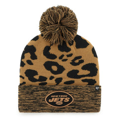 New York Jets '47 Women's Rosette Cuffed Knit Hat with Pom - Brown Hats
